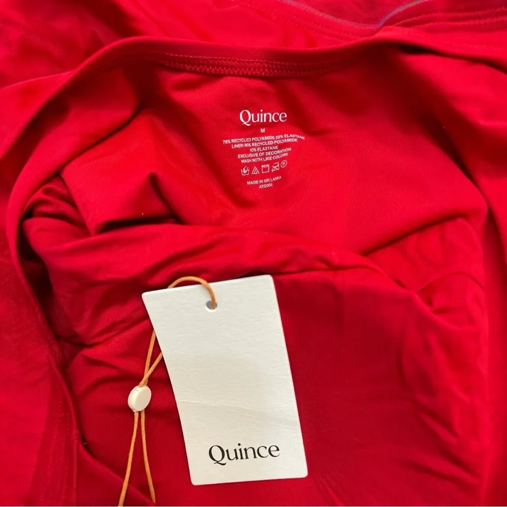 Quince Italian Cross-Back One-Piece Swimsuit Red Size Medium NWT - Picture 5 of 5